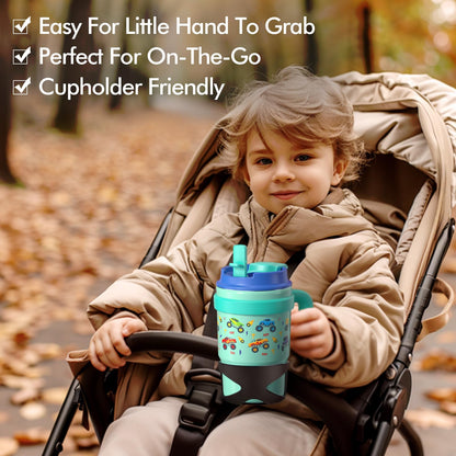 Fimibuke kids drinking cup — insulated with handle and straw, 16oz, BPA free stainless steel