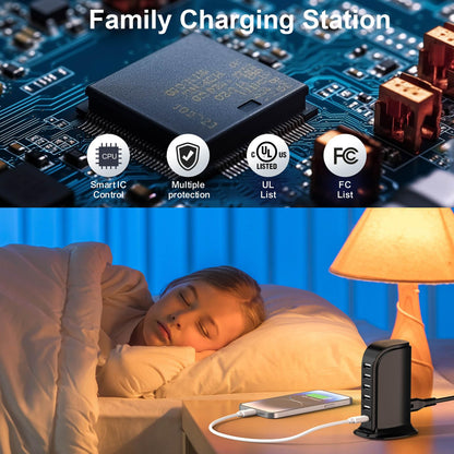 Charging adapter — Fast USB tower charging station blockCharging adapter — USB tower charging station with fast charging capability