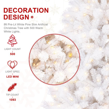 Glitzhome artificial Christmas tree — pre-lit flocked design with metal base and hinges for decoration