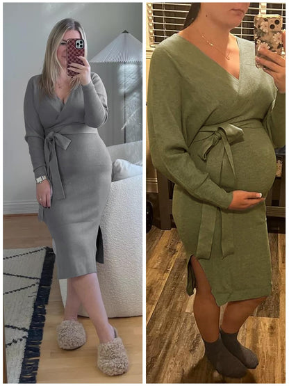 Chang Yun dress — sexy wrap batwing v neck maxi with open back and belt