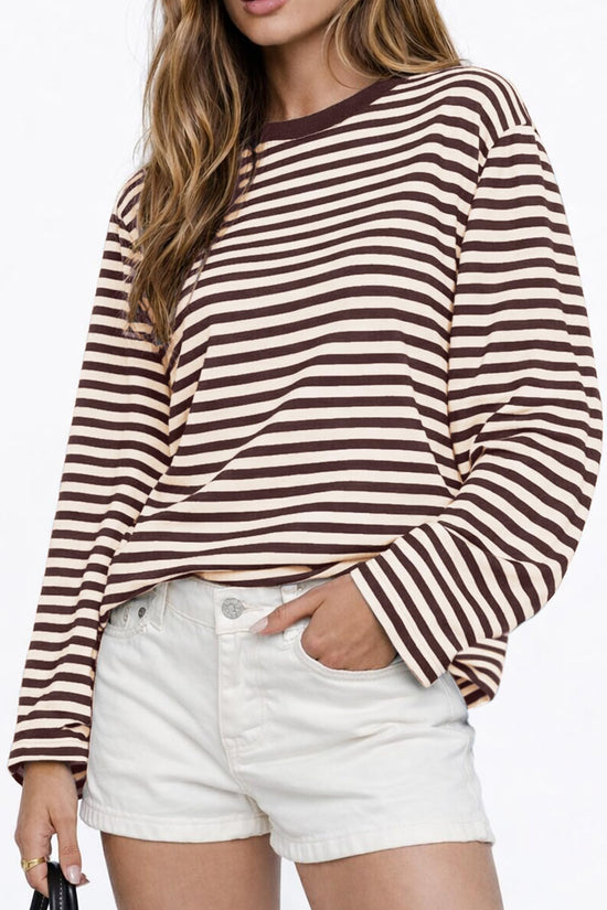 Shirt — Oversized striped long sleeve crewneck top by CHYRII