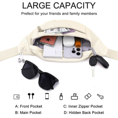 MASTTOP waist pack — large crossbody design with 4 zipper pockets and phone bag