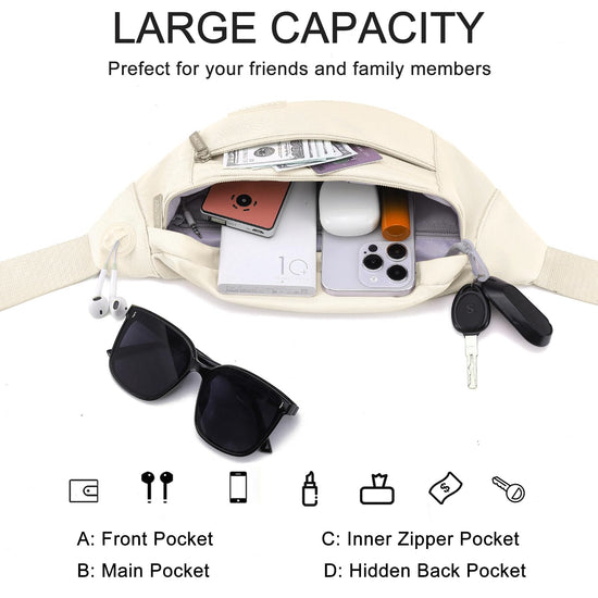 MASTTOP waist pack — large crossbody design with 4 zipper pockets and phone bag