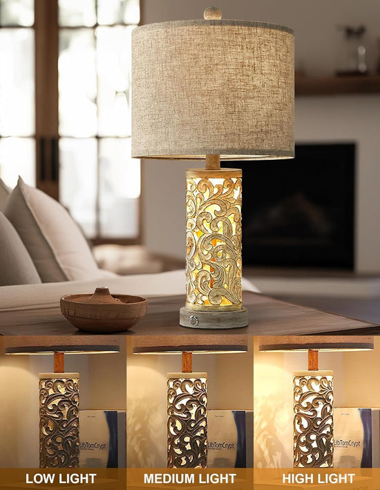 OYEARS lamp set - 3-way dimmable touch control rustic design for home and office