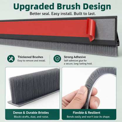 Door Draft Stopper with Brush, 39" Door Sweep for Bottom of Door, 1 Pack