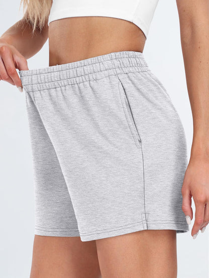 AUTOMET women's high waist sweat shorts with pockets and drawstring
