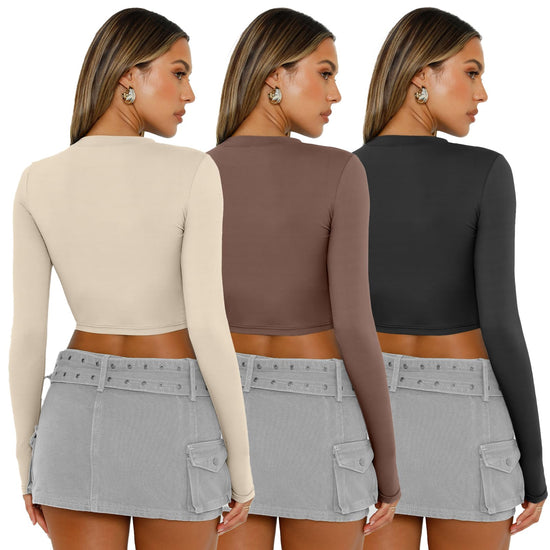 Shirt — Women's long sleeve crop top pack in Y2K style