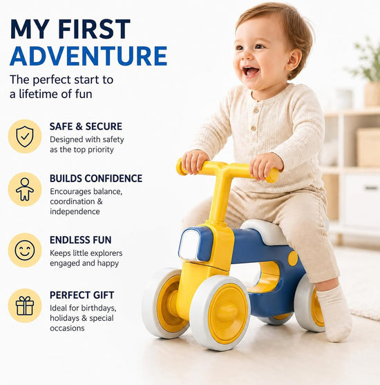Henry & Colin ride on toy — 4 wheel balance bike with lights and music for toddlers