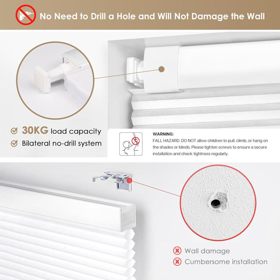 LazBlinds window shade — no tools no drill cordless honeycomb shades for home