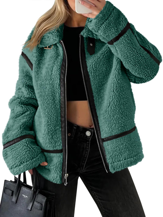 Coat — Faux fur and leather patchwork design from Tankaneo