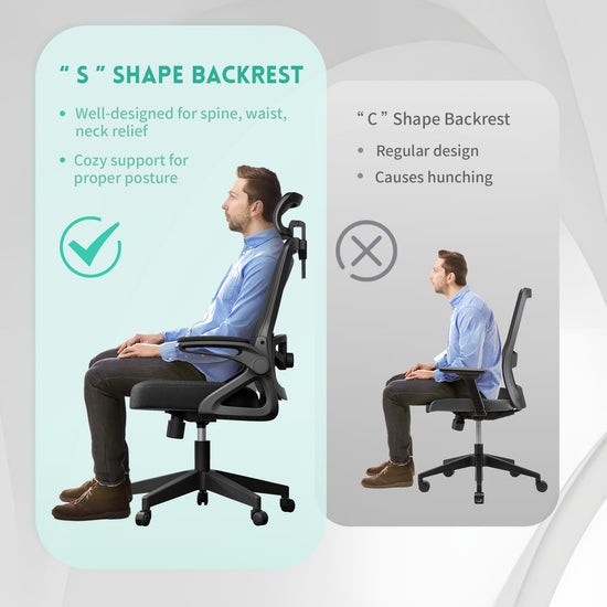 Ergonomic office chair — adjustable lumbar support and rotatable headrest
