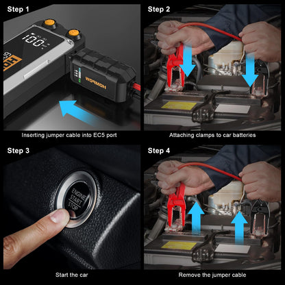 HOMPOW jump starter - 6000A capacity with LCD display and USB ports