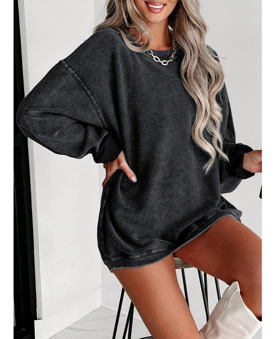 SELINK sweatshirt — oversized corduroy crewneck pullover top long sleeve casual style