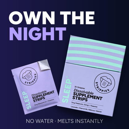 STRIPPIES Dissolvable Strips - Energy & Sleep Multi-Pack - Wellness in A Strip - Easy & On-the-go Support - 60 Strips