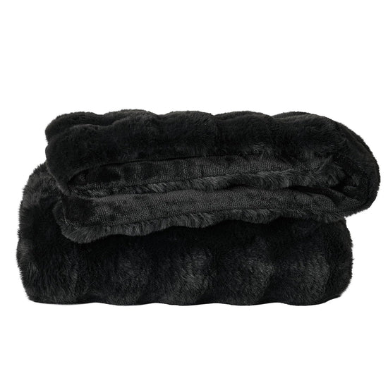Lotus Karen faux fur throw blanket — Bubble rabbit fluff design in grey