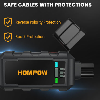 HOMPOW jump starter - 6000A capacity with LCD display and USB ports