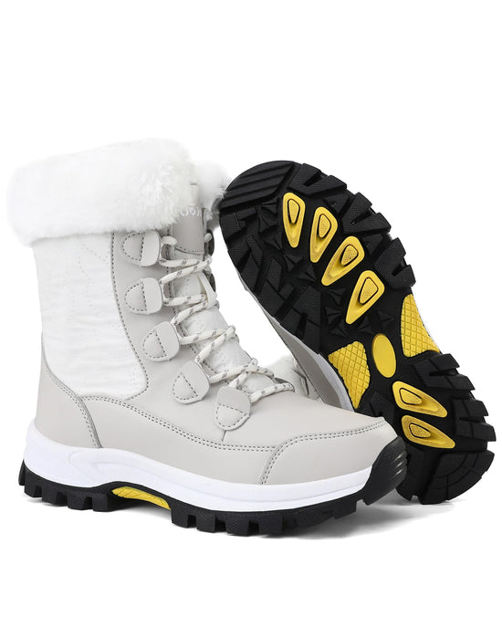 COOJOY waterproof winter snow boots — lightweight and warm mid calf booties