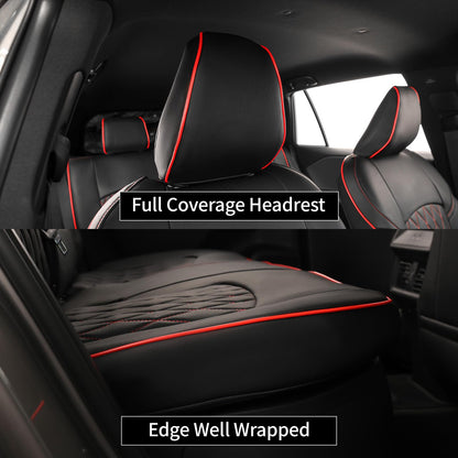 Vehicle seat cover — Custom fit leather for Toyota Rav4 2026 with red piping