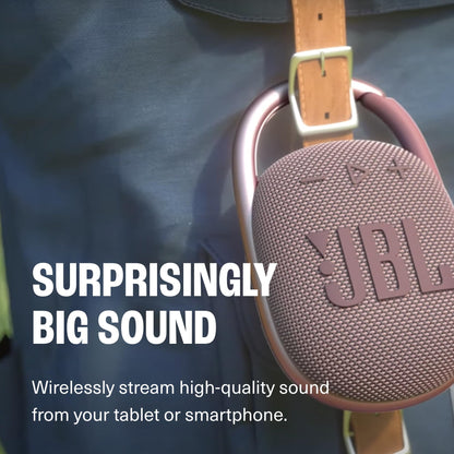 JBL Clip 4 — portable mini Bluetooth speaker with carabiner and waterproof design