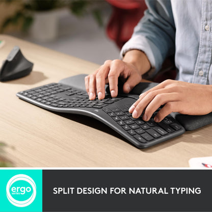 Logitech ERGO wireless ergonomic keyboard — wireless design for comfort and support