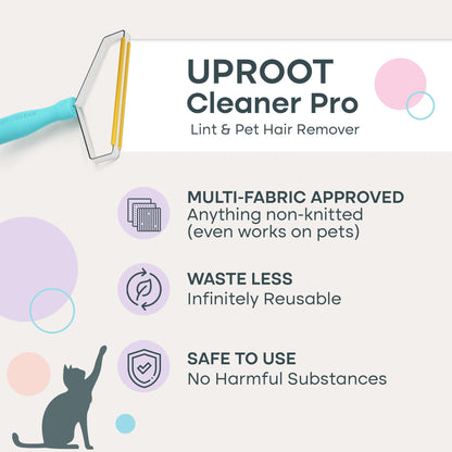 Uproot Cleaner Pro lint remover - Dog and cat hair removal tool for multiple surfaces