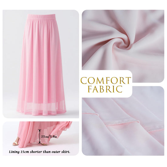 v28 women pleated retro maxi skirt - full length chiffon