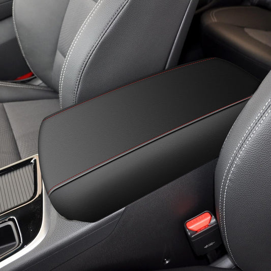 AOMSAZTO leather armrest cushion - Black with red stitches for Hyundai Sonata 2015-2019
