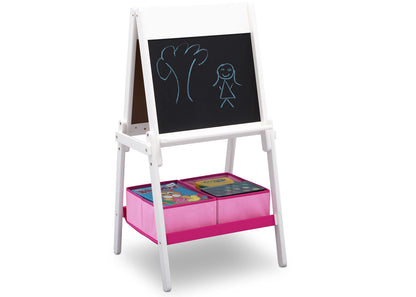 Delta Children art easel — double-sided storage in dark chocolate