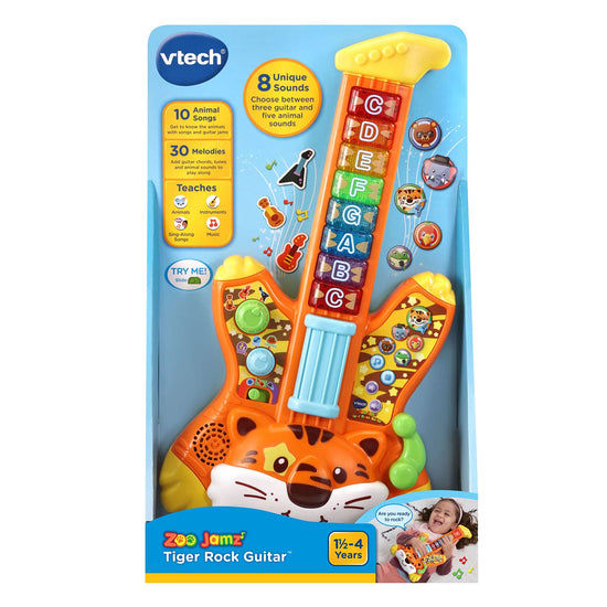 VTech musical instrument toy — Tiger Rock guitar with zoo jamz features