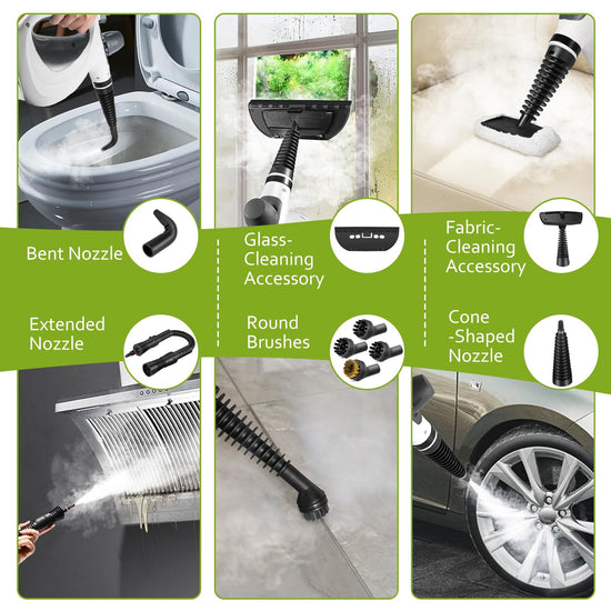 Steam cleaner — Handheld multi-surface with 12 accessories for home use