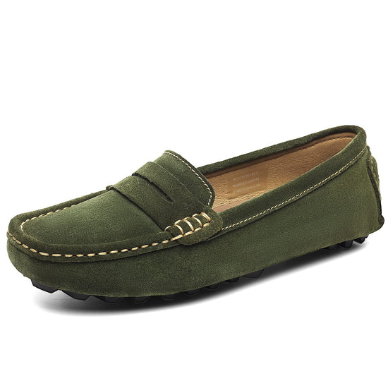 Osslue women's suede leather loafers — retro slip-on fashion flats