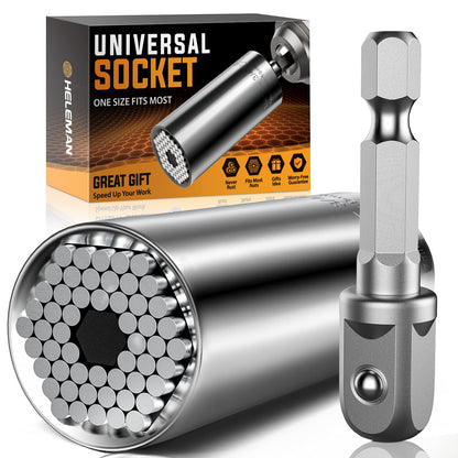 Fastener drive bit — Universal socket tool set with power drill adapter 7-19 mm