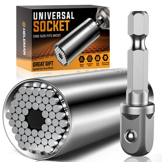 Fastener drive bit — Universal socket tool set with power drill adapter 7-19 mm