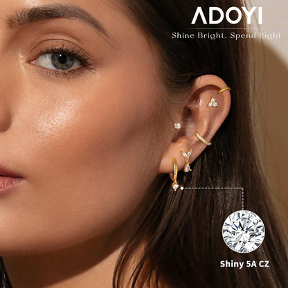 Adoyi gold hoop earrings set with twisted huggie design for women