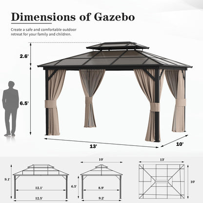 YOLENY freestanding shelter with hardtop design and double roof canopy