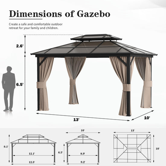 YOLENY freestanding shelter with hardtop design and double roof canopy