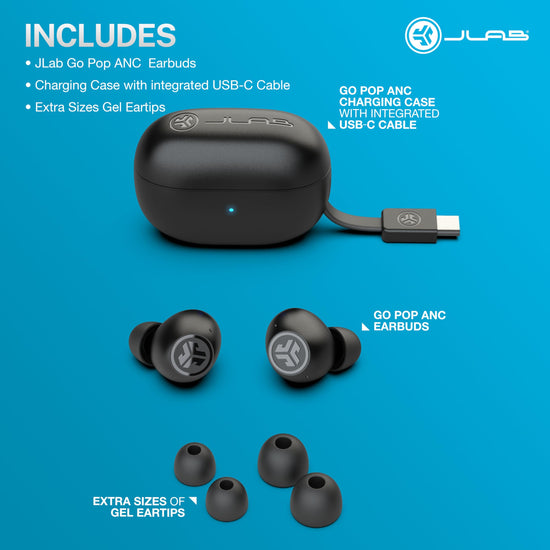 JLab Go Pop ANC headphones — Active noise cancelling and customizable sound