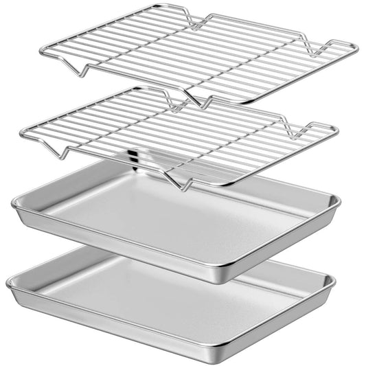 Wildone sheet pan - stainless steel with cooling rack set 2 sheets and 2 racks