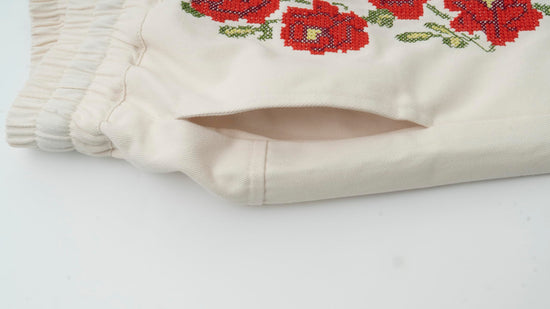 Kedera barrel jeans - embroidered wide leg pants with pockets for women