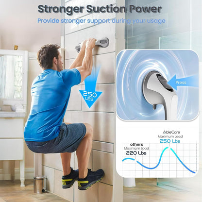 Grab Bars for Shower Seniors Elderly Heavy Duty Safety Grip No Drill (Gray)