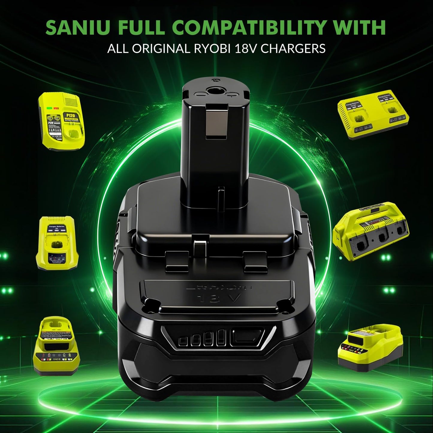 SANIU 1P Battery 8.0 Replacement for Ryobi 18V One +Battery Shell Housing Kit Compatible with Ryobi 18V Battery P102 P108 P104 P109 Cordless Power Tools