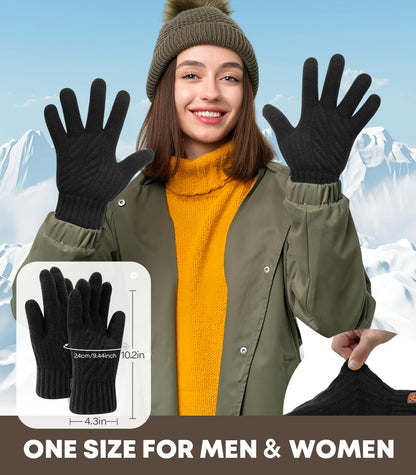 CHENMEI winter gloves - warm touchscreen wool knit for cold weather driving and texting