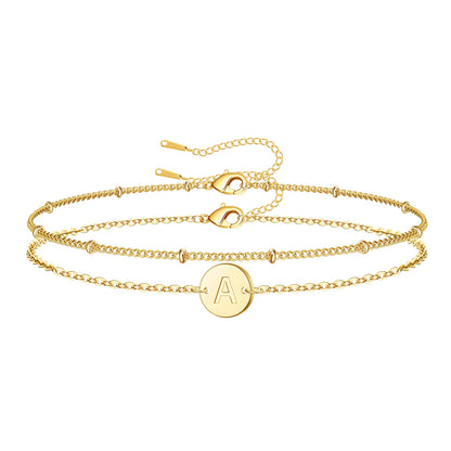 JNZSSWHJJH bracelet — 18K gold plated initial letter charm bracelet