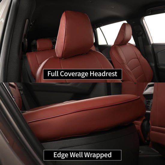 EKR Prius seat covers — Custom fit leather full set in burgundy for Toyota Prius 2016-2022 & Prius Prime 2020-2022