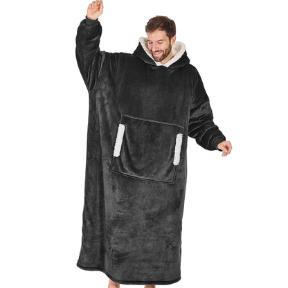 yescool wearable blanket hoodie with flannel sherpa fleece for adults and one size fits all.