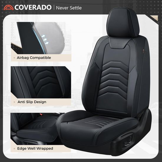 Coverado car seat cover - luxury faux leather waterproof for five seats