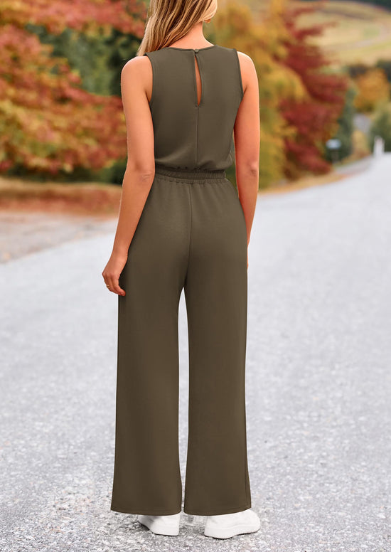 PRETTYGARDEN one piece outfit — summer sleeveless wide leg romper for beach vacation