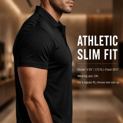 Shirt — Quick dry moisture wicking slim fit polo for men