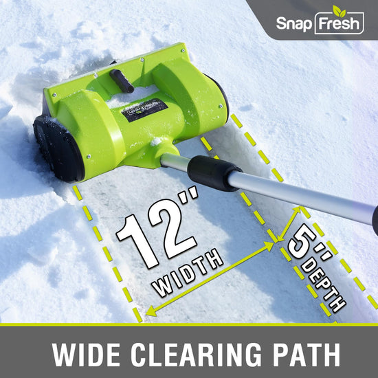 SnapFresh snow blower — 20V cordless design with adjustable handle and battery included