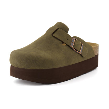 CUSHIONAIRE platform clogs with adjustable buckle and memory foam footbed for womenCUSHIONAIRE platform clogs with adjustable buckle and memory foam footbed for women